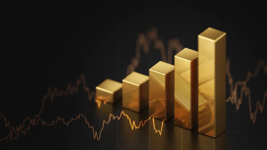 Gold and silver bars precious metals inflation hedge financial risk protection background