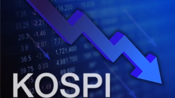 Seoul stock exchange electronic board south korea kospi index crash semiconductor chip selloff