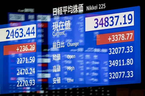 Tokyo stock exchange rebound Japan nikkei rise kospi south korea rally hang seng csi green